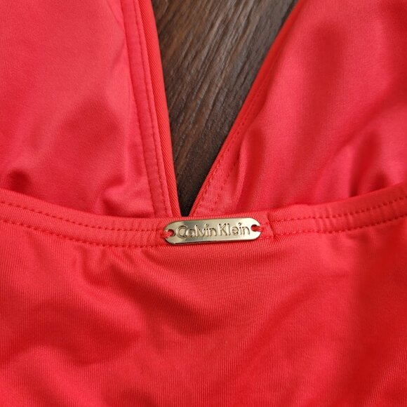 Calvin Klein Hot Pink Full Coverage Tummy Control Plunge One Piece Swimsuit 12 - Picture 8 of 12